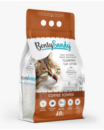 Benty Sandy Coffee Scented, бентонітовий наповнювач для котячого туалету, аромат кави, 10 л