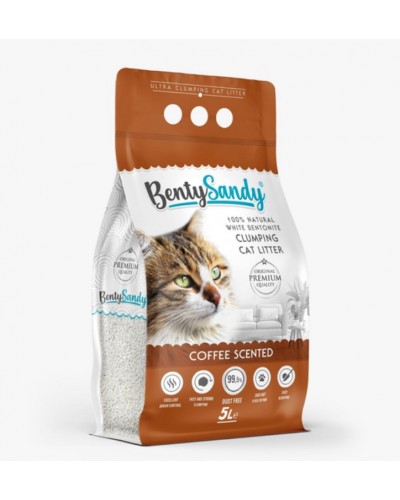 Benty Sandy Coffee Scented, бентонітовий наповнювач для котячого туалету, аромат кави, 5 л