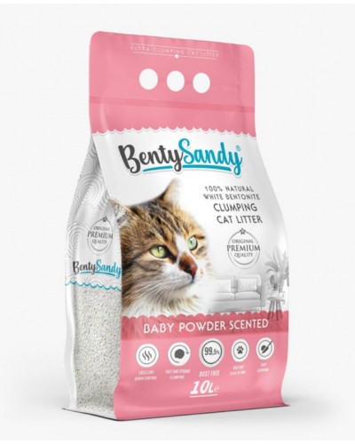 Benty Sandy Baby Powder Scented, бентонітовий наповнювач для котячого туалету, аромат пудри, 10 л