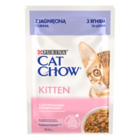 Cat Chow Kitten Ніжні шматочки з ягням та цукіні в соусі для кошенят, 85 г