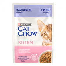 Cat Chow kitten Ніжні шматочки з ягням та цукіні в соусі для кошенят, 85 г