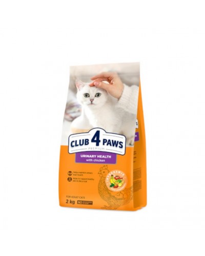 Club 4 Paws Premium, Urinary, сухий раціон для дорослих котів, для профілатики хвороб нирок, з куркою, 2 кг