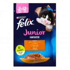Felix Junior Fantastic (Фелікс Фантастік), вологий корм для кошенят з куркою, шматочки у желе, 85 г