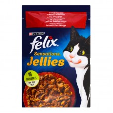 Felix Sensations Jellies (Фелікс Сенсейшнз Джеліс), з яловичиною в желе з томатами, 85 г