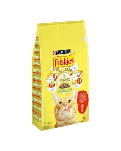 Friskies, сухий корм для котів з яловичиною, куркою, овочами, 10 кг