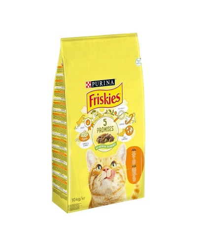 Friskies, сухий корм для котів з куркою та овочами, 10 кг