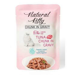 Natural Kitty Chunk in Gravy Chicken Tuna, влажный корм для взрослых кошек, курица и тунец, 85 г