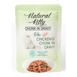 Natural Kitty Chunk in Gravy Chicken And Tuna, влажный корм для взрослых кошек, курица, тунец, куриная печень, 85 г