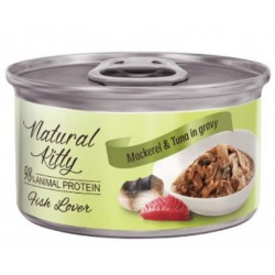 Natural Kitty Meat&Fish Lover, вологий корм для дорослих котів, тунець зі скумбрією в соусі, 70 г