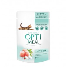 Optimeal, вологий корм з куркою в соусі для кошенят, 85 г