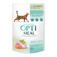 Optimeal, вологий корм з кроликом у морквяному желе для дорослих котів, 85 г