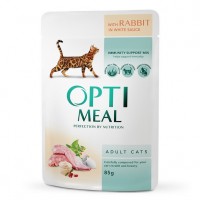 Optimeal, вологий корм з кроликом у білому соусі для дорослих котів, 85 г