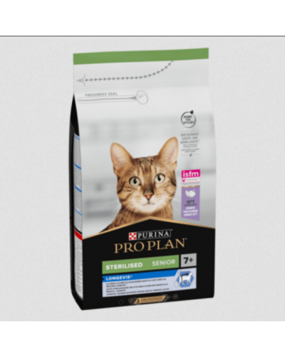 Сухий корм Purina Pro Plan Sterilised Senior Longevis, з індичкою, для котів 7+  років, 10 кг
