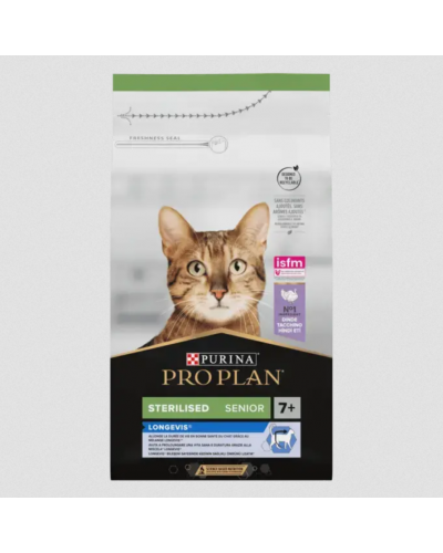 Сухой корм Purina Pro Plan Sterilised Senior Longevis, с индейкой, для котов 7+ лет, 1.5 кг