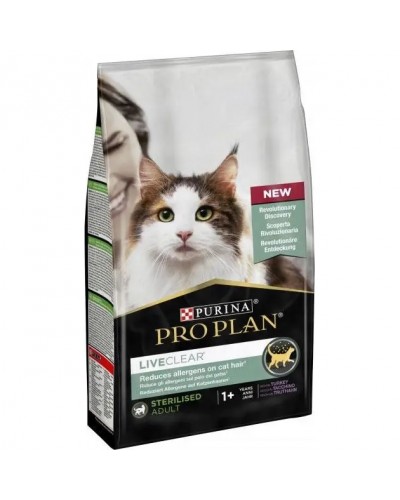 Purina Pro Plan LiveClear, сухий корм для знижения рівня алергенів у котів, з індичкою, 1,4 кг