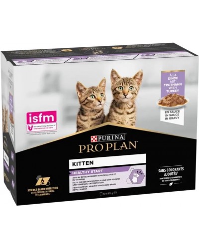 Purina Pro Plan Kitten Healthy Start MULTIPACK, вологий корм для кошенят, з індичкою в соусі 10 шт, паучі, 10х85 г