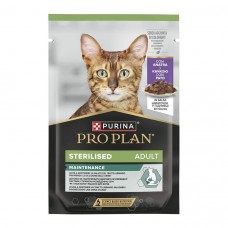 Purina Pro Plan Sterilised, вологий корм для стерилізованих котів, шматочки в підливці з качкою, пауч, 85 г