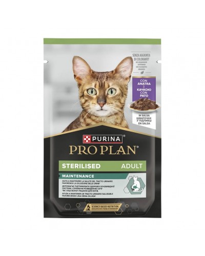 Purina Pro Plan Sterilised, вологий корм для стерилізованих котів, шматочки в підливці з качкою, пауч, 85 г