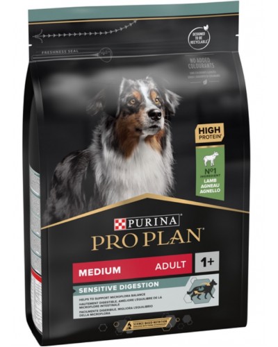 Pro Plan Purina ProPlan Medium Sensitive Digestion, сухий корм для середніх порід собак з чутливим травленням, з ягням, 3 кг