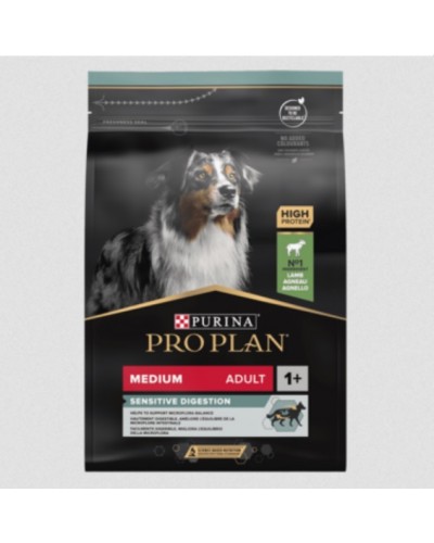 Pro Plan Purina ProPlan Medium Sensitive Digestion, сухий корм для середніх порід собак з чутливим травленням, з ягням, 14 кг