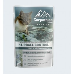Carpathian Pet Food «Hairball Control», вологий корм для дорослих котів, для виведення шерсті, качка в желе, 80 г