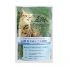 Carpathian Pet Food "Veal & duck in sauce", вологий корм для котів з телятиною та качкою в соусі, 100 г