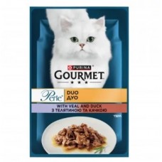 Gourmet Perle Duo, вологий корм для котів з телятиною та качкою, 85 г