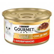 Вологий корм Purina Gourmet Gold Соус для котів, з яловичиною, шматочки в соусі, 85 г