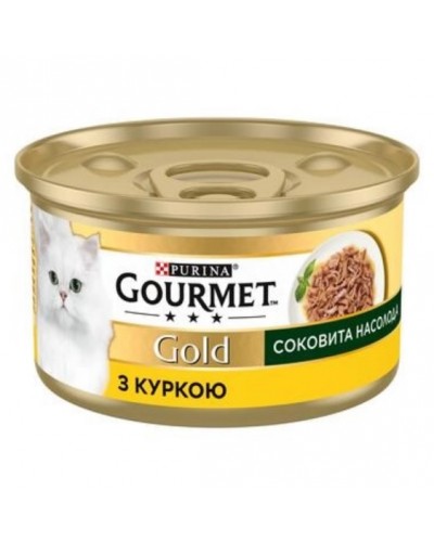 Вологий корм Purina Gourmet Gold Соковита насолода, з куркою, шматочки у підливці, 85 г
