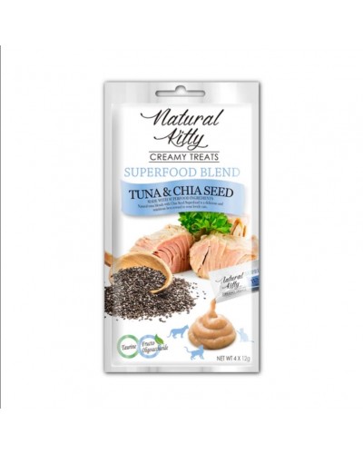 Ласощі для котів Natural Kitty Creamy Treats Superfood Blend: тунець і чіа, в желе, 4 стіки по 12 г