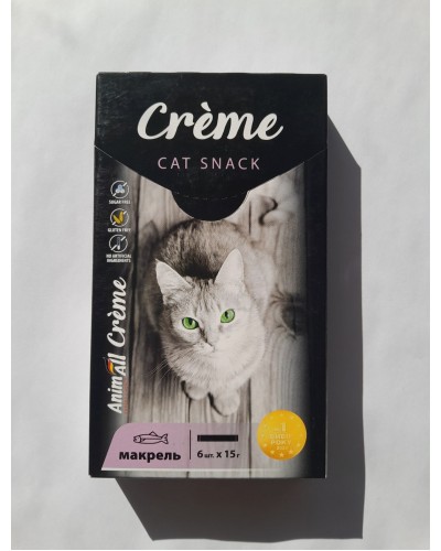 Ласощі для котів AnimAll Creme: крем-пюре з макреллю, 6 стіків по 15 г