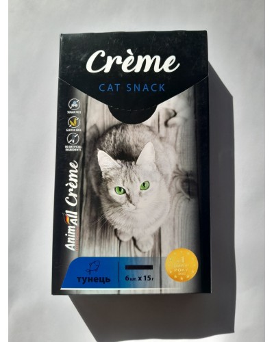 Ласощі для котів AnimAll Creme: крем-пюре з тунцем, 6 стіків по 15 г