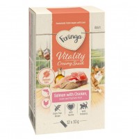 Feringa Vitality Creamy Snack, кремовые лакомства для кошек, с лососем и курицей, 12 стиков по 10 г