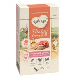 Feringa Vitality Creamy Snack, кремовые лакомства для кошек, с лососем и курицей, 12 стиков по 10 г
