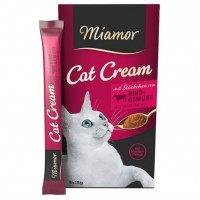 Miamor Cat Cream Beef & Vegetable, кремові ласощі для котів, яловичина з овочами, 5 стіків по 15 г