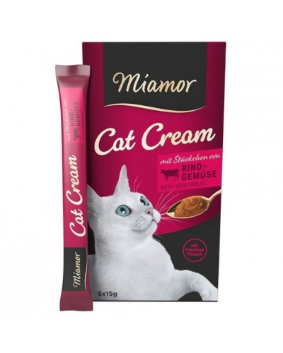 Miamor Cat Cream Beef & Vegetable, кремові ласощі для котів, яловичина з овочами, 5 стіків по 15 г