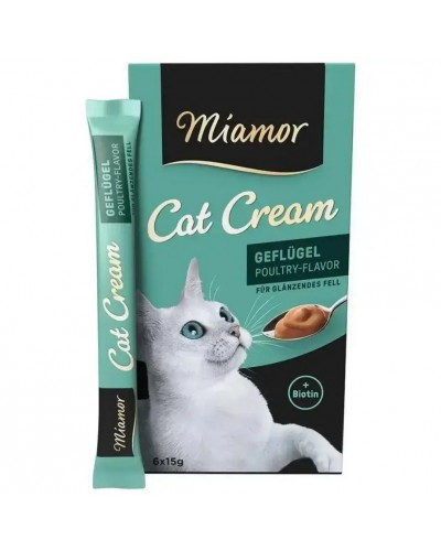 Miamor Cat Cream Geflugel, кремові ласощі для котів, курка, з біотином, 6 стіків по 15 г