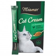 Miamor Cat Cream Chicken & Vegetable, кремові ласощі для котів, курка з овочами, 5 стіків по 15 г