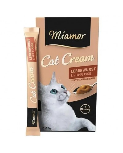 Miamor Cat Cream Leberwurst, кремові ласощі для котів, ліверна ковбаса, з чабрецем, 6 стіків по 15 г