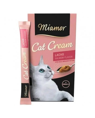 Miamor Cat Cream Lachs, кремові ласощі для котів, лосось з Омега-3, 6 стіків по 15 г