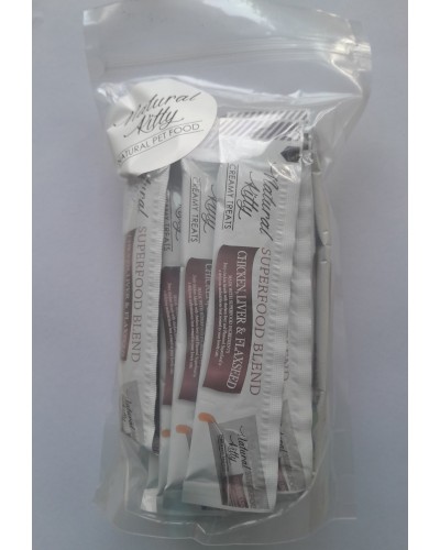 Ласощі для котів Natural Kitty Creamy Treats Superfood Blend: курка, печінка і насіння льону, в желе, 24 стіки по 12 г