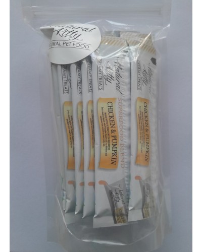 Ласощі для котів Natural Kitty Creamy Treats Superfood Blend: курка та гарбуз, в желе, 24 стіки по 12 г