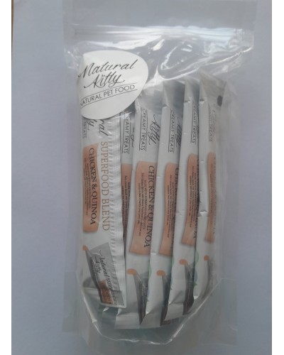 Ласощі для котів Natural Kitty Creamy Treats Superfood Blend: курка і кіноа, в желе, 24 стіки по 12 г