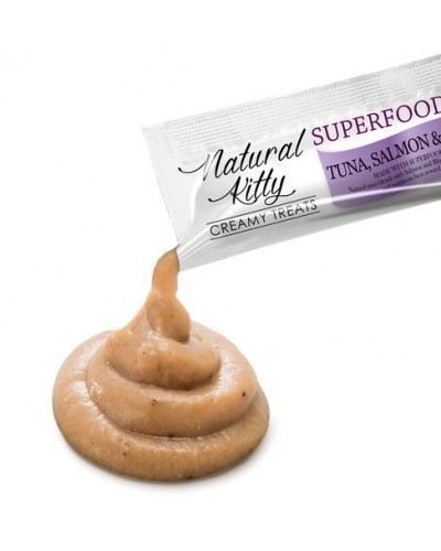 Ласощі для котів Natural Kitty Creamy Treats Superfood Blend: лосось, тунець і чорниця, в желе, 1 стік, 12 г