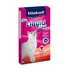 Vitakraft Cat Liquid Snack, кремові ласощі для котів, з яловичиною, 6 стіків по 15 г