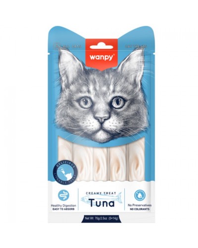 Wanpy Creamy Lickable Treats Tuna, кремові ласощі для котів, з тунцем, 5 стіків по 14 г