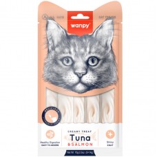  Wanpy Creamy Lickable Treats Tuna & Salmon, кремові ласощі для котів, з тунцем і лососем, 5 стіків по 14 г