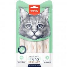  Wanpy Creamy Lickable Treats Tuna & Scallop, кремові ласощі для котів, з тунцем і морським гребінцем, 5 стіків по 14 г