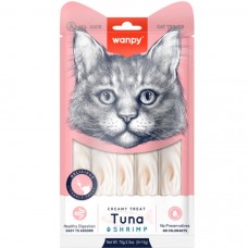  Wanpy Creamy Lickable Treats Tuna & Shrimp, кремові ласощі для котів, з тунцем і креветками, 5 стіків по 14 г