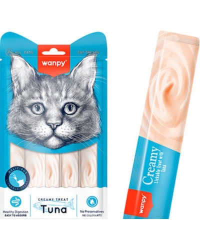  Wanpy Creamy Lickable Treats Tuna, кремові ласощі для котів, з тунцем, 5 стіків по 14 г
